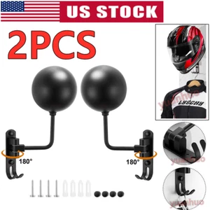 2pcs Motorcycle Helmet Holder Hook Jacket Bag Display Rack Wall Mount Hanger - Picture 1 of 12