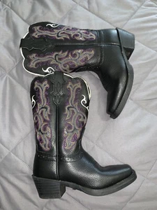 Justin 2554JR Stampede leather western boots  Kid's sz 9D EUC Super Nice - Picture 1 of 7