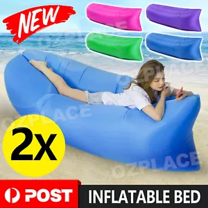 2X Fast Inflatable Lazy Lounge Camping Air Bag Sofa Bed hangout Beach Sleeping - Picture 1 of 13