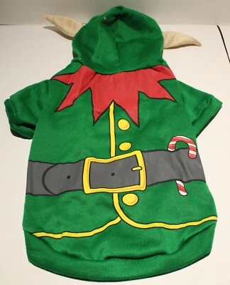 Suéter con Capucha para Perro Disfraz ELF Navidad Vacaciones Pullover 14" Longitud Espalda Foto 1 de 4