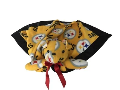 Cobertor de bebê vintage NFL Pittsburgh Steelers pelúcia grande segurança amorosa cetim - Imagem 1 de 4