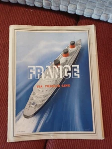 FRENCH LINE CGT SS NORMANDIE UNBENUTZT MENÜ ODER BROSCHÜRE COVER JAN AUVIGNE KUNSTWERK - Bild 1 von 20