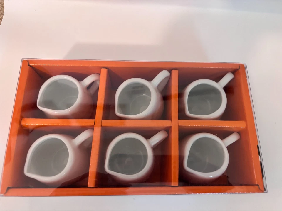 6 Cooking 2.5" Porcelain White Pitchers Set Commercial Quality Denmark