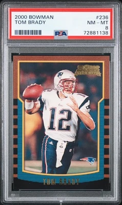 2000 BOWMAN #236 TOM BRADY ROOKIE RC PSA 8 - Image 1 of 2