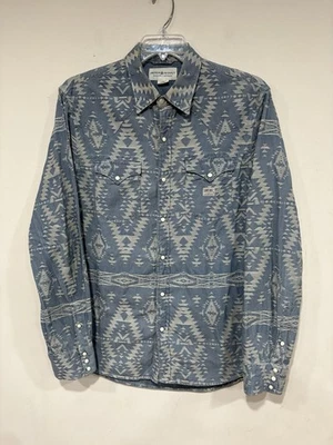 DENIM & SUPPLY Ralph Lauren Large Chambray Aztec Pearl Snap Shirt Blue Navajo - Image 1 of 4