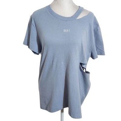 Honey Punch Blue Distressed Top with BRAT Embroidery NWT Size Large - Image 1 of 4