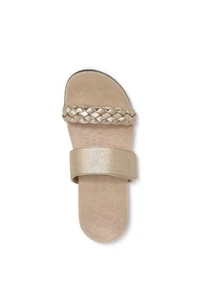 Vionic Jeanne Rose Gold Leather Woven Band Slide Sandal Womens 6.5 - Picture 1 of 12