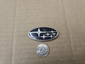 Subaru OEM Black & Chrome 2.25" Horn Button Pad Steering Wheel Emblem Badge Name - Picture 1 of 5