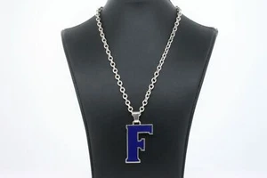 Gucci Blue Enamel Letter F Initial Pendant London England 1971 Sterling Silver - Picture 1 of 7