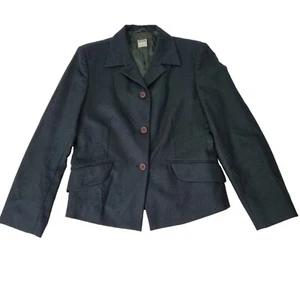 Vintage United Colors Of Benetton Womens Pure Wool Blazer Size M 42 Green Italy - Picture 1 of 10