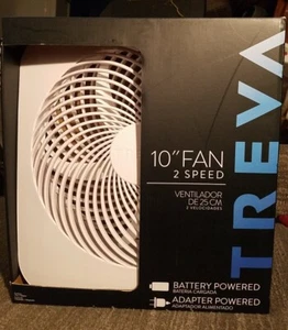 Treva 10-Inch Portable Desktop Battery Fan, Powered by Battery/AC ADAPT WHITE - Picture 1 of 6