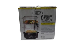 BELLA - 9.5-Qt. 3-Tier Food Steamer - Black/Clear - Free Shipping - Picture 1 of 6
