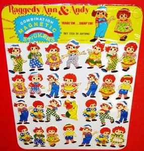 Adesivi magnetici vintage RAGGEDY ANN & ANDY ESPOSIZIONE NEGOZIO OTTIME CONDIZIONI stock negozio - Foto 1 di 1