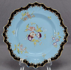 Ridgway Pattern 290 Hand Painted Floral Cobalt & Gold Blue Earthenware Plate - Picture 1 of 9