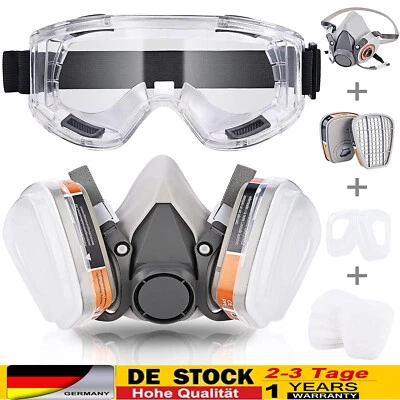 BEDEE 14 in1 Atemschutz Halbmaske Gasmaske 6200 Staubmaske Lackiermaske mit 2 Filte