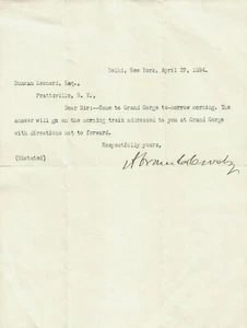 1894 Original Document Grand Gorge Delhi NY by Train Duncan Leonard 3352 - Picture 1 of 3