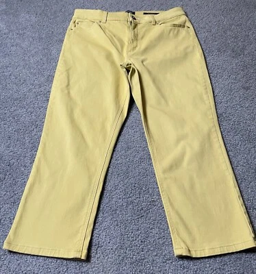 Pantalones capri Y2K JNY Lexington para mujer 12 amarillos bolsillos de tiro alto pierna recta Foto 1 de 4