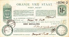 1 SHILLING VERY FINE POSTAL ORDER FROM SOUTH AFRICA/ORANGE FREE STATE 1898