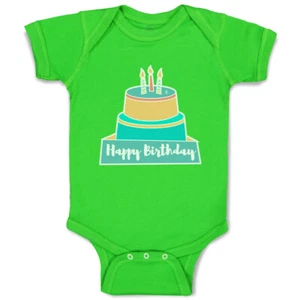 Baby Bodysuit Happy Birthday Cakes Funny Cotton Boy & Girl Baby Clothes - Picture 1 of 21