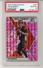 2020 Panini Mosaic Joe Burrow Camo Pink Rookie Card PSA 10 #261 NFL Debut
