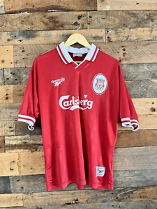 LIVERPOOL HOME 1996/98 FOOTBALL SHIRT SIZE 42/44 LARGE OR XL MENS 90'S CARLSBERG - Picture 1 of 17
