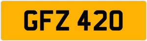 GFZ 420 G 3x3 DATELESS PRIVATE NUMBER PLATE GAZ GAV GEO GUS GUY GRACE GEM GED GS - Picture 1 of 1