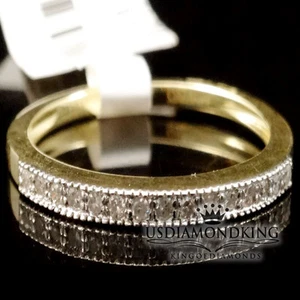 LADIES WOMEN'S 10K YELLOW GOLD GENUINE DIAMOND 2MM WEDDING ENGAGEMENT RING BAND - Picture 1 of 6