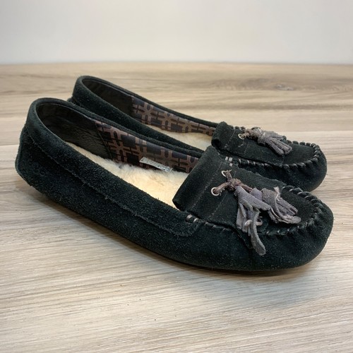 UGG Lizzy mocassino nappe in pelle scamosciata nera S N 1005475 donna taglia 9