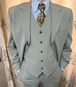1960s vintage handtailored bespoke classic all worsted Retro 3 piece suit 40R - Picture 1 of 18