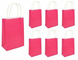 PAPER PARTY BAGS With Handles Wedding Birthday Hen Sweet Favor Loot Bag HOT PINK