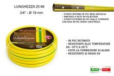 TUBO 3/4' Ø 19mm ACQUA IRRIGAZIONE PER GIARDINO PLAY 3 STRATI GIALLO 15-25-50 Mt
