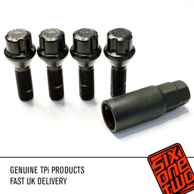 Parafusos de roda de bloqueio TPi 12x1.50 preto cônico 32mm conjunto de trava ecológica compatível com RENAULT. - Imagem 1 de 4