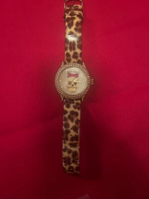 betsy johnson calavera con arco reloj estampado guepardo correa caja diamante Foto 1 de 2