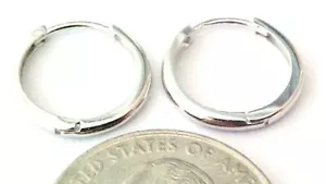 10KT ORO BLANCO 15MM Pendientes Abrazos Borde Redondo Caja de Regalo Envío Gratuito - Imagen 1 de 5