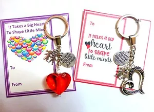 Thank you gift for Teacher It Takes a Big Heart to Shape Little Minds Key Ring - Picture 1 of 5
