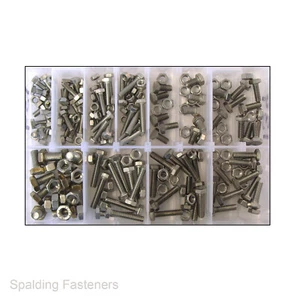 Assorted M5, M6 & M8 Metric Stainless Steel Hex Head Set Screw Bolts & Full Nuts - Picture 1 of 5