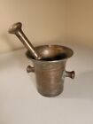 Vintage Heavy Brass Mortar and Pestle  4" tall 4" mouth diameter