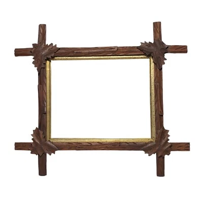 Antiguo marco de madera tallado a mano artes y manualidades arte popular hojas  Foto 1 de 4