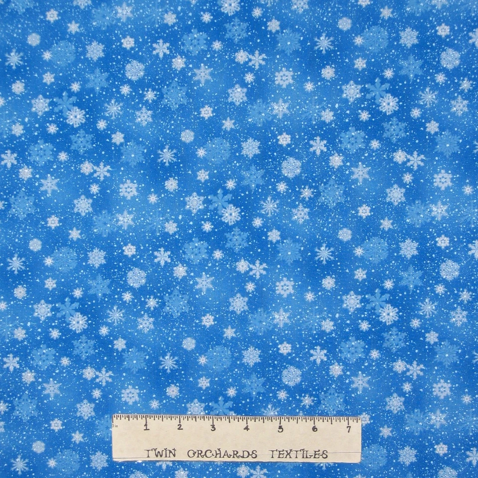 Christmas Fabric - Landscape Medley Snowflake Blue - Elizabeth's Studio YARD - Image 1 of 1