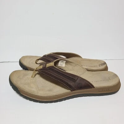B42 Merrell Traveler Tilt Espresso Leather Flip-flops sandals Size 11 - Image 1 of 4