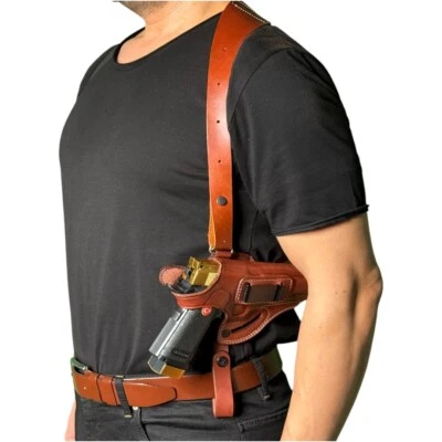 KINGDOM HOLSTER KM065 Leather Shoulder & OWB & IWB Belt Holster (3in1) For Colt 1911 & Similar