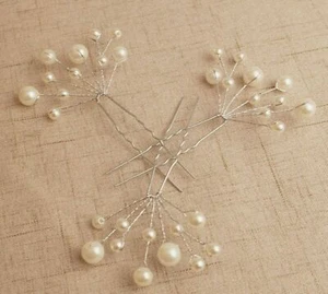 3 Women Prom Dance White Pearl Wedding Bride Night Styling Hair Bobby U pin Comb - Picture 1 of 11