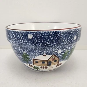 6¾" Nesting Mixing Bowl Winter Scene Holly Mountain Lodge Cook's Bazaar Gourmet - Picture 1 of 6