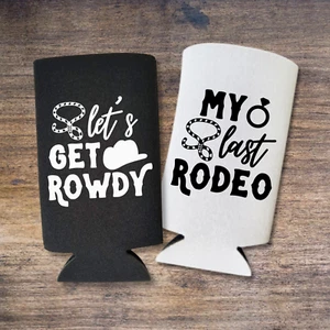 Bachelorette Party Slim Cooler, My Last Rodeo - Let's Get Rowdy, Engagement Gift - Picture 1 of 10