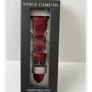 Vince Camuto Apple Red Leather Watch Band Series 1-7, 42/44/45mm - Picture 1 of 3