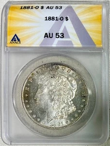 1881-O Morgan Silver Dollar, ANACS AU-53, Was Prooflike Before Circulation! - Picture 1 of 2
