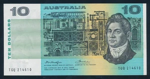 Australia: $10 Knight-Wheeler "Australia" SCARCE "CENTRE" THREAD. aUNC Cat $160  - Bild 1 von 2