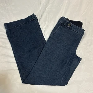 Banana Republic Classic Trouser Leg Jeans Womens 8 Blue Cuff Wide Slash Pockets - Picture 1 of 12