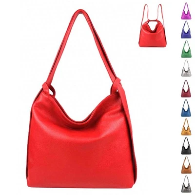 DAMEN LEDER 2in1 RUCKSACK TASCHE  Shopper Schultertasche Umhängetasche Hobo Bag - Bild 1 von 4