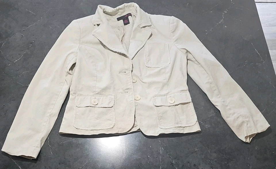 Chaqueta Blazer Willi Smith Mujer Manga 3/4 Beige Encogerse de hombros, Talla 8 Foto 1 de 2